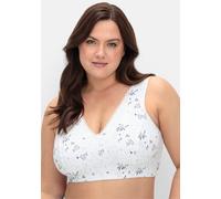 Bügelloser BH SHEEGO, Damen, Gr. 95, Cup F, weiß (weiß gemustert), 95% Baumwolle, 5% Elasthan, BHs (35033960-95) weiß gemustert
