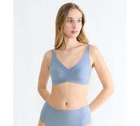 Bügelloser BH SLOGGI "ZERO Feel 2.0", Damen, Gr. S, N-Gr, blau (chambray), Single Jersey, Obermaterial: 76% Polyamid, 24% Elasthan, BHs, atmungsaktive, herausnehmbare Pads, fester Halt, verstellbare T