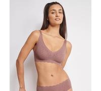Sloggi Damen Bügelloser BH ZERO Feel Bliss Soft Bra – Spitzenoptik – Cacao XL