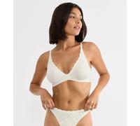 Bügelloser BH SLOGGI "ZERO Feel Bliss THE UP", Damen, Gr. L, N-Gr, silk weiß, Spitze, Obermaterial: 76% Polyamid, 24% Elasthan, BHs, Spitzenoptik, Lift-Up Effekt, mit herausnehmbaren atmungsaktiven Pa