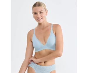 Bügelloser BH SLOGGI "ZERO Feel Bliss THE UP", Damen, Gr. M, N-Gr, blau (light blau), Spitze, Obermaterial: 76% Polyamid, 24% Elasthan, BHs, Spitzenoptik, Lift-Up Effekt, mit herausnehmbaren atmungsak