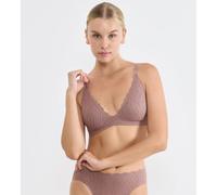 Bügelloser BH SLOGGI "ZERO Feel Bliss THE UP", Damen, Gr. XL, N-Gr, cacao, Spitze, Obermaterial: 76% Polyamid, 24% Elasthan, BHs, Spitzenoptik, Lift-Up Effekt, mit herausnehmbaren atmungsaktiven Pads