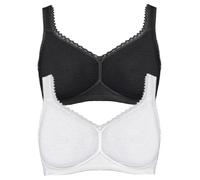 Bügelloser BH SUSA "2er Pack Baumwoll BH ohne Bügel Organic Cotton", Damen, Gr. 80, Cup A, bunt (schwarz weiß), Stoff, Obermaterial: 83% Baumwolle CO. 10% Polyamid PA. 7% Elasthan EL., BHs (62511169-8