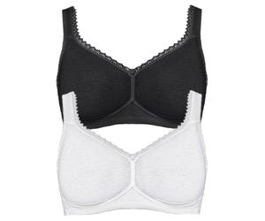Bügelloser BH SUSA "2er Pack Baumwoll BH ohne Bügel Organic Cotton", Damen, Gr. 80, Cup A, bunt (schwarz weiß), Stoff, Obermaterial: 83% Baumwolle CO. 10% Polyamid PA. 7% Elasthan EL., BHs (62511169-8