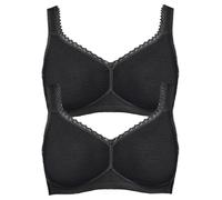 Bügelloser BH SUSA "2er Pack Baumwoll BH ohne Bügel Organic Cotton", Damen, Gr. 90, Cup E, schwarz (schwarz schwarz), Stoff, Obermaterial: 83% Baumwolle CO. 10% Polyamid PA. 7% Elasthan EL., BHs (7866