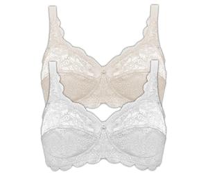 Bügelloser BH SUSA "2er Pack BH ohne Bügel Latina", Damen, Gr. 110, Cup B, bunt (champagner weiß), Spitze, Obermaterial: 77% Polyamid PA. 15% Baumwolle CO. 8% Elasthan EL., BHs (40595851-110) champagn