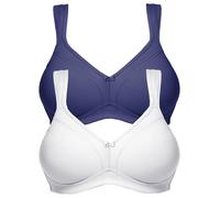 Bügelloser BH SUSA "2er Pack BH ohne Bügel Topsy", Damen, Gr. 90, Cup E, bunt (weiß marine), Stoff, Obermaterial: 83% Polyester PES. 17% Elasthan EL., BHs (54384264-90) weiß marine