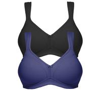 Bügelloser BH SUSA "2er Pack BH ohne Bügel Topsy", Damen, Gr. 95, Cup B, bunt (schwarz marine), Stoff, Obermaterial: 83% Polyester PES. 17% Elasthan EL., BHs (69445905-95) schwarz marine