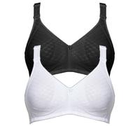 Bügelloser BH SUSA "2er Pack BH ohne Bügel Topsy Plus", Damen, Gr. 80, Cup F, bunt (schwarz weiß), Obermaterial: 40% Baumwolle CO. 30% Polyamid PA. 30% Elasthan EL., BHs (54038662-80) schwarz weiß