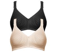 Bügelloser BH SUSA "2er Pack BH ohne Bügel Topsy Plus", Damen, Gr. 85, Cup E, bunt (beige schwarz), Obermaterial: 40% Baumwolle CO. 30% Polyamid PA. 30% Elasthan EL., BHs (65191234-85) beige schwarz
