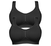 Bügelloser BH SUSA "2er Pack Entlastungs BH Cremona", Damen, Gr. 105, Cup E, schwarz (schwarz schwarz), Obermaterial: 76% Polyamid PA. 24% Elasthan EL., BHs (83443866-105) schwarz schwarz