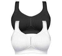 Bügelloser BH SUSA "2er Pack Entlastungs BH Cremona", Damen, Gr. 85, Cup H, bunt (schwarz weiß), Obermaterial: 76% Polyamid PA. 24% Elasthan EL., BHs (40136652-85) schwarz weiß