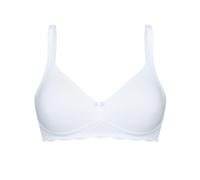 Susa Damen-BH Nizza – ohne Bügel, nahtlose Cups, hoher Baumwoll-Anteil – Weiß Gr. 80 Cup D
