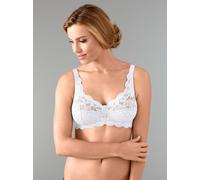 Bügelloser BH SUSA, Damen, Gr. 80, Cup E, blau (weiß, marine), 77% Polyamid, 15% Baumwolle, 8% Elasthan, BHs BH Spitzenwäsche BH-Set Spitzen-BH Bügelloser-BH (40758137-80) weiß, marine