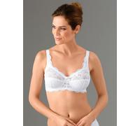 Bügelloser BH SUSA, Damen, Gr. 85, Cup D, blau (weiß, marine), 77% Polyamid, 15% Baumwolle, 8% Elasthan, BHs BH Spitzenwäsche BH-Set Spitzen-BH Bügelloser-BH (42773455-85) weiß, marine