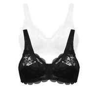 Bügelloser BH SUSA "Latina", Damen, Gr. 105, Cup F, schwarz-weiß (weiß, schwarz), Spitze, Obermaterial: 77% Polyamid, 15% Baumwolle, 8% Elasthan, unifarben, bequem, BHs Bügelloser BH, zarte Spitze, at