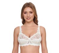 Bügelloser BH SUSA "Latina", Damen, Gr. 95, Cup E, beige (ivory e), Spitze, Obermaterial: 77% Polyamid, 15% Baumwolle, 8% Elasthan, unifarben, BHs Bügelloser BH, genähte Cups, Spitze, elastisch, femin