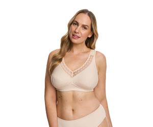 Bügelloser BH SUSA "Print", Damen, Gr. 120, Cup G, pure, beige, Obermaterial: 54% Polyamid, 35% Baumwolle, 11% Elasthan, gemustert, BHs, mit Spitze (91061049-120) pure, beige