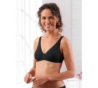 Sloggi Damen Bio-Baumwolle BH Basic+ Soft Bra, ohne Bügel, Gepolstert, Verstellbare Träger, 85B, Schwarz