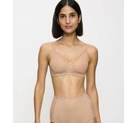 Bügelloser BH TRIUMPH "Modern Lace+Cotton", Damen, Gr. 95, Cup A, beige (neutral beige), Microtouch, Obermaterial: 50% Polyamid, 30% Baumwolle, 20% Elasthan, BHs, Spitzeneinsätze, starker Halt ohne Bü