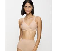 Bügelloser BH TRIUMPH "Modern Soft+Cotton N", Damen, Gr. 100, Cup D, beige (neutral beige), Microtouch, Obermaterial: 40% Polyamid, 37% Baumwolle, 23% Elasthan, unifarben, BHs, mit dezenten Streifen (