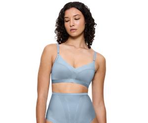 Bügelloser BH TRIUMPH "Shape Smart", Damen, Gr. 1, N-Gr, blau (chambray), Microtouch, Obermaterial: 69% Polyamid, 31% Elasthan, unifarben, BHs, glättend, vorgeformte Cups, weich und leicht formend (21