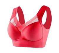Bügelloser BH,Women's Non-Wired Bra, Sleep Bustier Tops, Lace Bralette, Non-Wired Classic T-Shirt Bra, Cups, Comfortable, Soft, Seamless,Rot