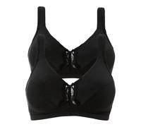 Büstenhebe BONPRIX "BH ohne Bügel mit Baumwolle (2er Pack)", Damen, Gr. 85, Cup D, schwarz (2x schwarz), Obermaterial: 95% Baumwolle, 5% Elasthan. Futter: 100% Baumwolle. Spitze: 88% Polyamid, 12% Ela