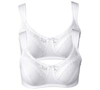Büstenhebe BONPRIX "BH ohne Bügel mit Baumwolle (2er Pack)", Damen, Gr. 90, Cup D, weiß, Obermaterial: 95% Baumwolle, 5% Elasthan. Futter: 100% Baumwolle. Spitze: 90% Polyamid, 10% Elasthan, BHs Büste