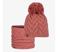 BUFF® Bundle Knitted & Fleece Band Mütze Caryn Crimson und Knitted & Fleece Neckwarmer Caryn Crimson Einzelgröße Erwachsene