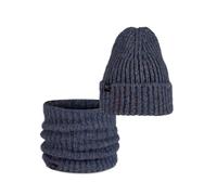 BUFF® Bundle Knitted & Fleece Band Mütze Kim Water Grau und Knitted & Fleece Neckwarmer Kim Water Grau Einzelgröße Erwachsene