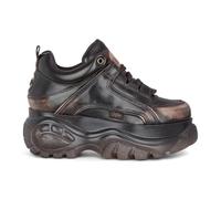 Buffalo 1339-14 Vintage Braune vegane Leder Chunky Plateau-Sneaker
