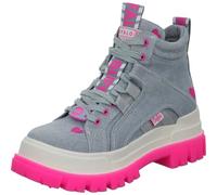 Schnürboots BUFFALO, Damen, Gr. 40, hellgrau, pink, Baumwolle, kontrastfarbene Details, Schuhe Schnürboots, Freizeitschuh, High Top-Sneaker, mit Logoschriftzügen (36059205-40) hellgrau, pink