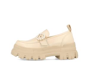 Buffalo Aspha Loafer Buckle Shoe Flat Damen Vegan Box Nappa Beige - Beige / EUR 40