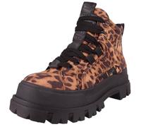 Schnürboots BUFFALO "ASPHA NC MID", Damen, Gr. 41, braun (braun, leo), Velourslederimitat, modisch, Schuhe, Trendboots, Stiefelette, Plateauboots im Leo-Look (88144701-41) braun, leo