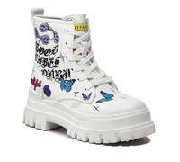 Buffalo, ASPHA RLD Laceup Mid, Keilabsatzschuhe, modisch, vegan, Quaste, White Graffiti, 38 EU