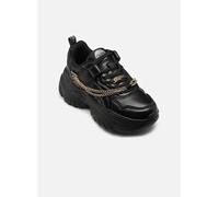 Plateausneaker BUFFALO "Bliss Chain", Damen, Gr. 40, schwarz, goldfarben, Lederimitat, Schuhe Plateausneaker, Halbschuh, Schnürschuh, Chunky Sneaker mit Zierkette (33646417-40) schwarz, goldfarben
