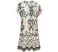 Blusenkleid BUFFALO, Damen, Gr. 42, N-Gr, sand, khaki bedruckt, Web, Obermaterial: 100% Viskose, bedruckt, modisch, figurumspielend kniefrei, V-Ausschnitt, Kurzarm angeschnitten, Kleider, mit Alloverp