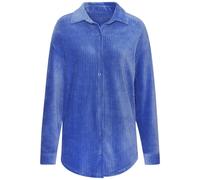 Blusenshirt BUFFALO, Damen, Gr. 44/46, blau, Cord, Obermaterial: 62% Baumwolle, 36% Polyester, 2% Elasthan, unifarben, figurumspielend hüftlang, mit Knopf, Shirts Blusenshirt, mit weicher Cord-Struktu