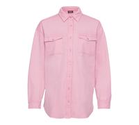 Blusenshirt BUFFALO, Damen, Gr. 40/42, pink, Obermaterial: 100% Baumwolle, used, unifarben, casual, loose fit hüftbedeckend, hoch geschlossener Ausschnitt, Langarm Manschette, Shirts, Loungeshirt im U