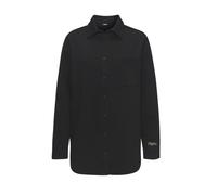 Blusenshirt BUFFALO, Damen, Gr. 48/50, schwarz, Web, Obermaterial: 60% Baumwolle, 40% Polyester, unifarben, casual, figurumspielend hüftbedeckend, Langarm mit Knopf 1-Knopf-Manschette, Shirts, mit Log