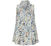 Blusentop BUFFALO, Damen, Gr. 44, blau (creme, blau bedruckt), Web, Obermaterial: 100% Viskose, bedruckt, geblümt, modisch, figurumspielend hüftlang, ohne Ärmel, Blusen, mit Blumendruck (50215252-44) 