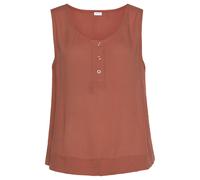 Blusentop BUFFALO Gr. 46, rot (rostrot) Damen Blusen Strandtops aus gekreppter Viskose mit Knopfleiste, Tanktop, Blusenshirt (77500344-46)