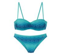 Bügel-Bandeau-Bikini BUFFALO, Damen, Gr. 36, Cup D, blau (blau, türkis), Polyester, Recycling-Polyamid, Farbverlauf, Bikini-Sets, mit Farbverlauf (57012106-36) blau, türkis