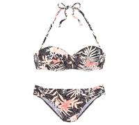 Bügel-Bandeau-Bikini BUFFALO, Damen, Gr. 42, Cup C, bunt (braun, apricot), Recycling-Polyamid, bedruckt, floral, gepunktet, Bikini-Sets, im Mustermix (55892802-42) braun, apricot