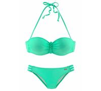 Bügel-Bandeau-Bikini BUFFALO, Damen, Gr. 40, Cup E, grün (mint), Polyamid, Flechtoptik, Bikini-Sets, trendiger Look, mit abnehmbaren Trägern, mit geflochtenen Details (76997745-40) mint