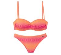Bügel-Bandeau-Bikini BUFFALO, Damen, Gr. 40, Cup A, pink (pink, orange), Polyester, Recycling-Polyamid, Bikini-Sets, mit Farbverlauf, Topseller (39296020-40) pink, orange