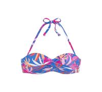 BUFFALO Bügel-Bandeau-Bikini-Top Damen blau-pink bedruckt Gr.42 Cup D