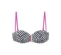Bügel-Bandeau-Bikini-Top BUFFALO "Gio", Damen, Gr. 44, Cup D, schwarz-weiß (schwarz, weiß), Obermaterial: 83% Polyamid, 17% Elasthan. Futter: 100% Polyester. Wattierung: 100% Polyester, gemustert, bed