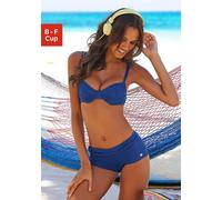 Bügel-Bikini-Top BUFFALO "Happy", Damen, Gr. 42, Cup E, blau, Microfaser, Polyamid, unifarben, Bikini-Oberteile, seitlich zu raffen (503646-42) blau